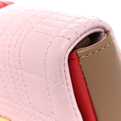 Burberry Lambskin Quilted Micro Tri-Color Lola Bag Red Pink Tan 9 of 9