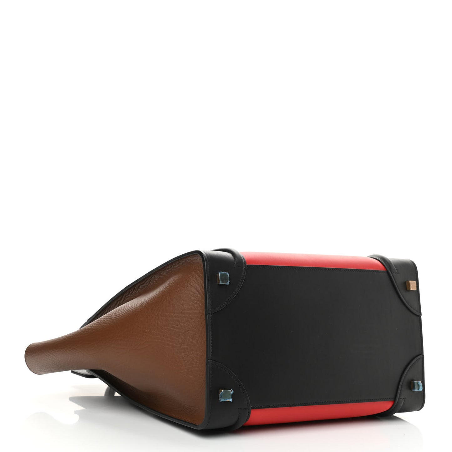 Calfskin Bullhide Mini Luggage Tri-Color Bright Red