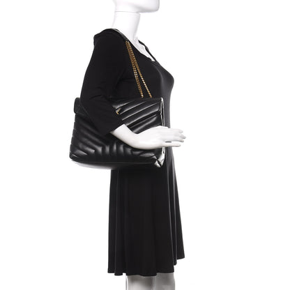 Saint Laurent Calfskin Y Quilted Monogram Medium Loulou Chain Satchel Black 2 of 11