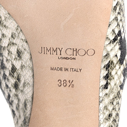 Jimmy Choo Snakeskin Embossed Crystal Bing 65 Pumps 38.5 Beige 6 of 7
