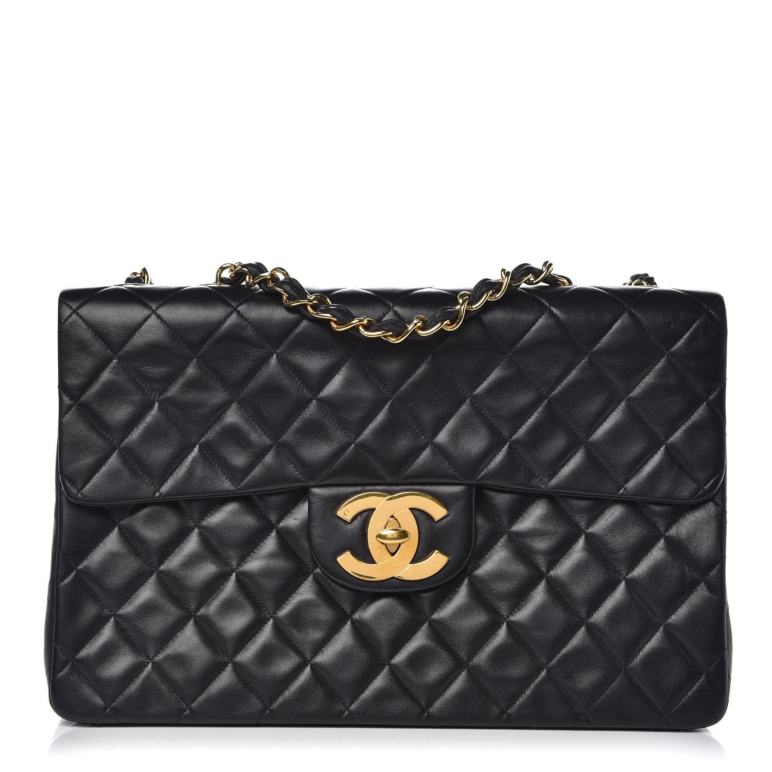 Chanel Lambskin Quilted XL Jumbo Single Flap Black 1 of 9