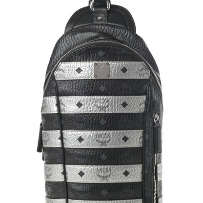 MCM Visetos Spot Medium Sling Bag Black Silver 8 of 12
