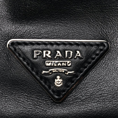 Prada Calfskin Baiadera Striped Shopping Tote Black Fuoco White 12 of 15