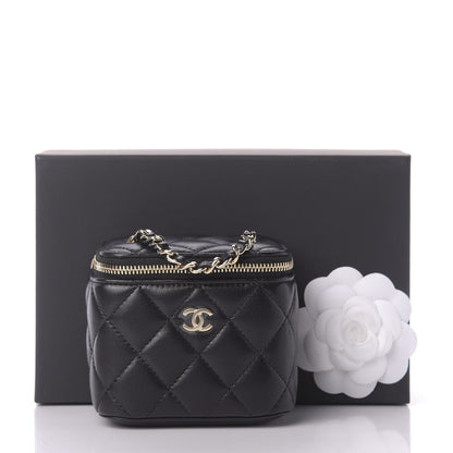 Chanel Lambskin Quilted Mini Vanity Case With Chain Black 10 of 10