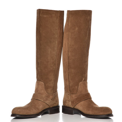 Bottega Veneta Suede Zip Knee High Boots 38 Natural 6 of 22