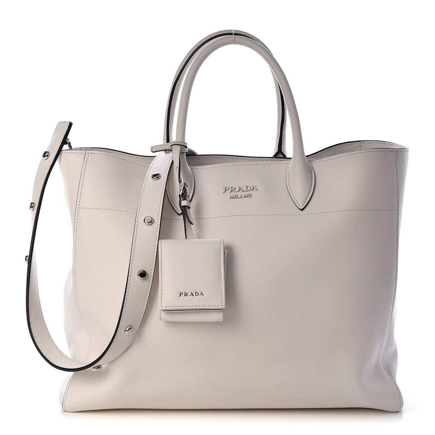 City Calf Shopping Tote White