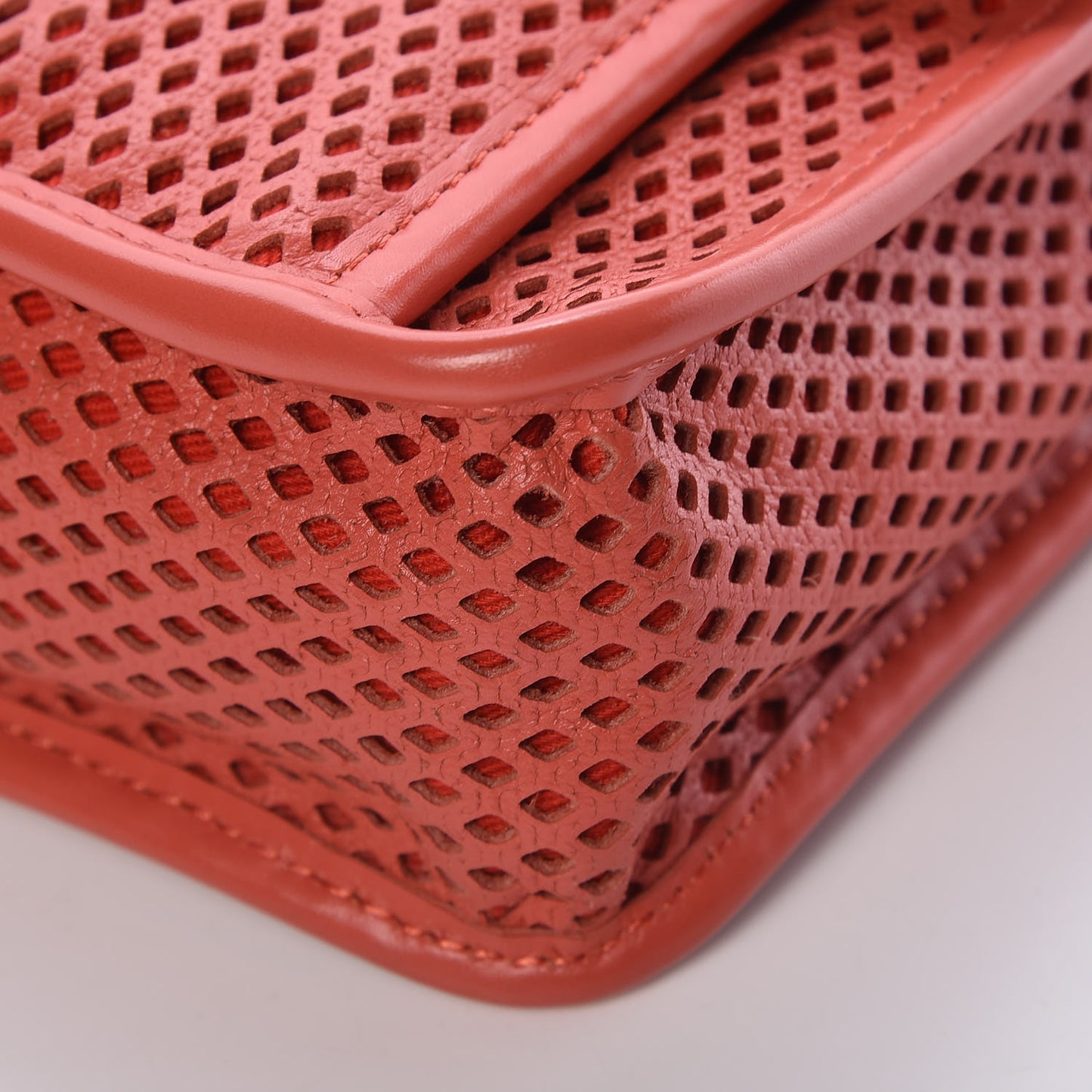 Perforated Calfskin Small Up In The Air Flap Red