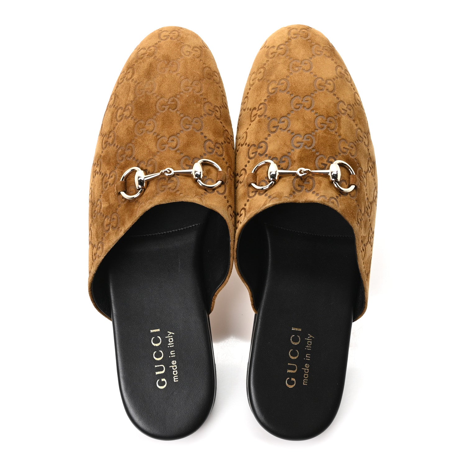 Gucci Suede Cachemire Monogram Mens Princetown Slippers 10 Pepper Brown 2 of 10