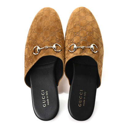 Gucci Suede Cachemire Monogram Mens Princetown Slippers 10 Pepper Brown 2 of 10