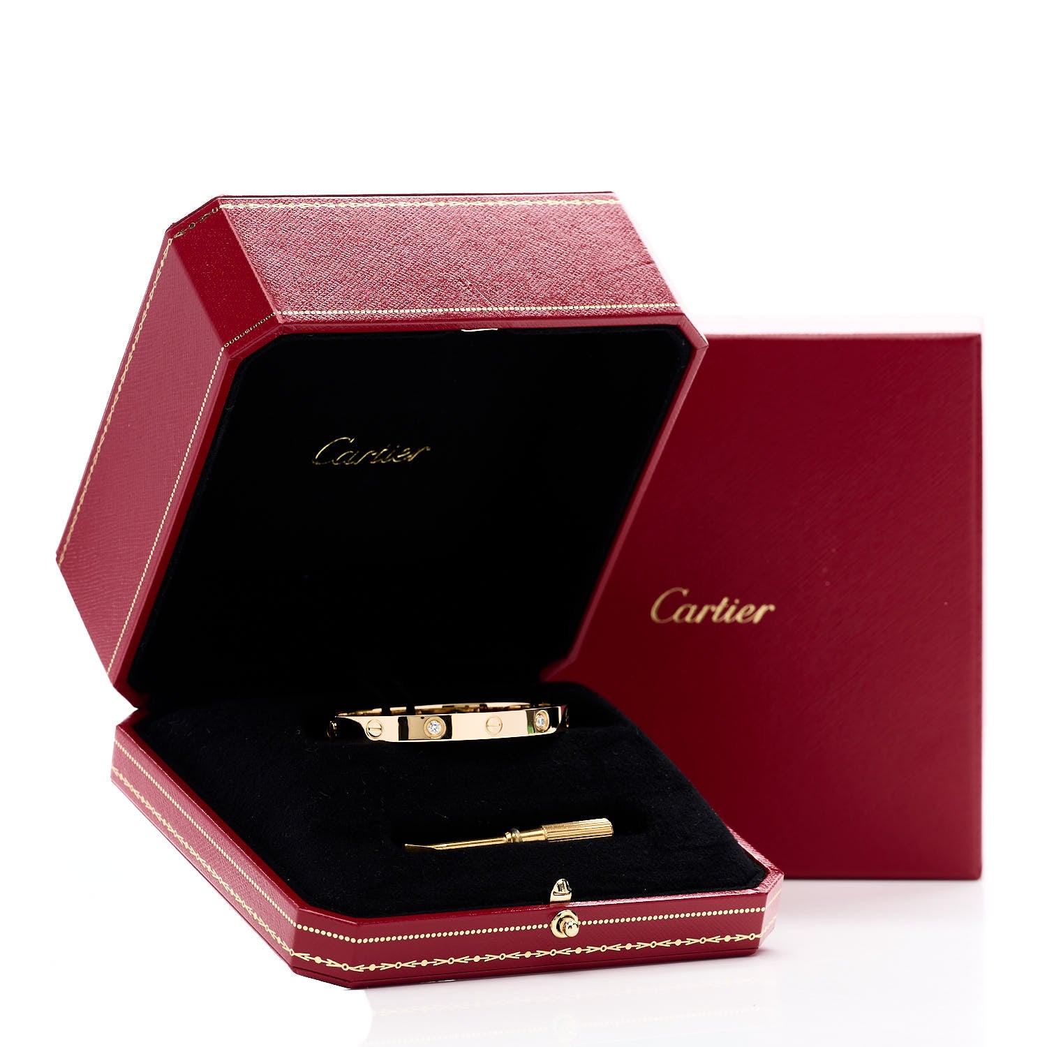 Cartier 18K Yellow Gold 4 Diamond LOVE Bracelet 16 10 of 10
