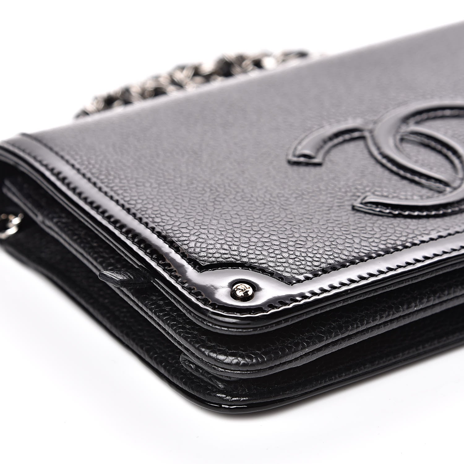 Chanel Caviar Patent CC Wallet On Chain WOC Black 12 of 14