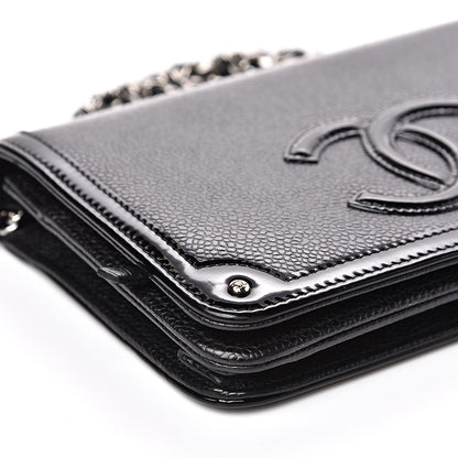 Chanel Caviar Patent CC Wallet On Chain WOC Black 12 of 14