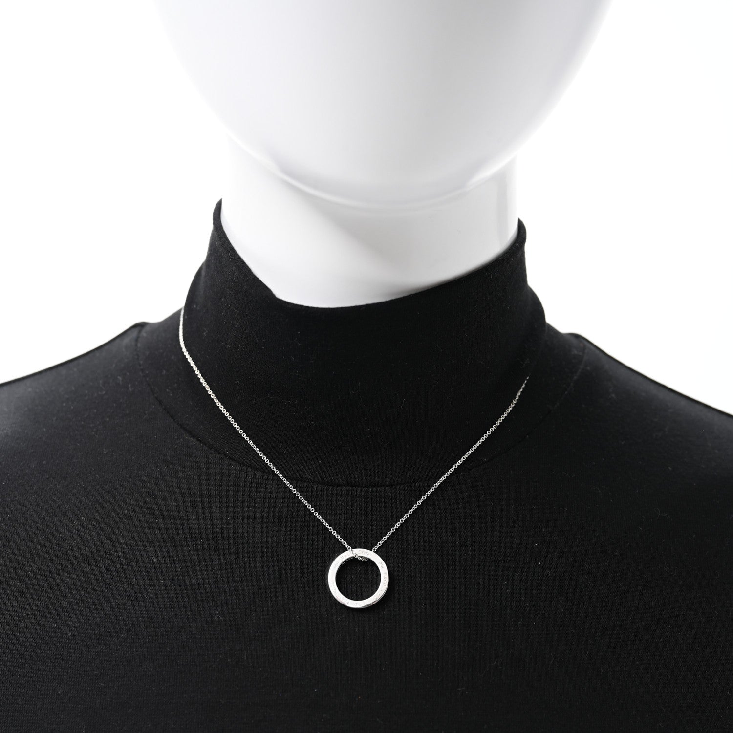 Tiffany Sterling Silver 1837 Circle Pendant Necklace 3 of 4