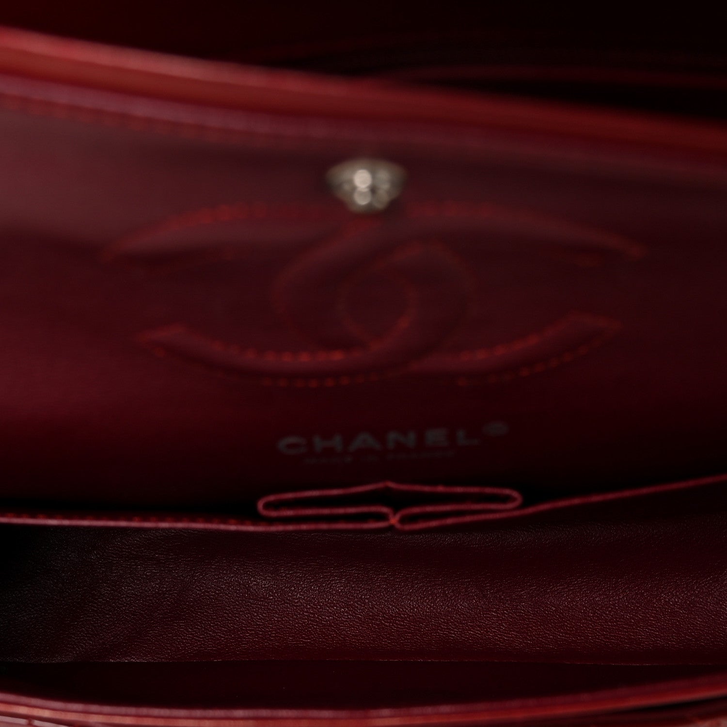 Chanel Patent Calfskin Quilted Medium Double Flap Dark Red 5 of 14