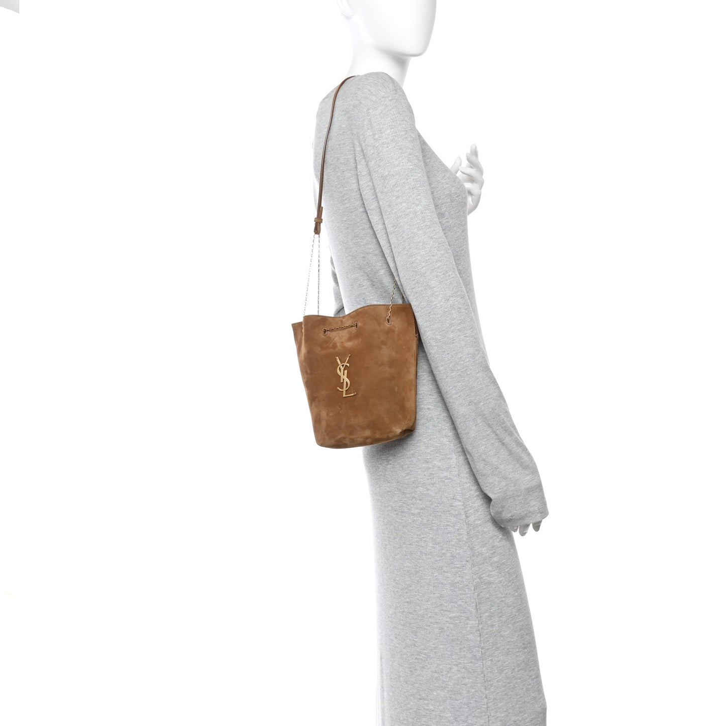 Suede Pochon Shoulder Bag Caramel Cognac