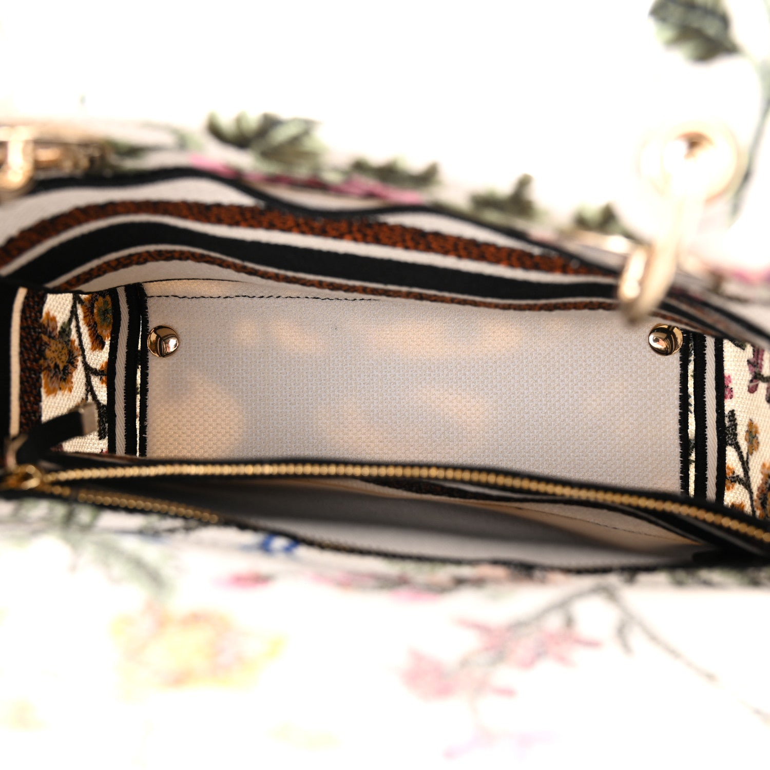 Christian Dior Canvas Embroidered Medium Lady D-Lite Ecru Multicolor 5 of 11