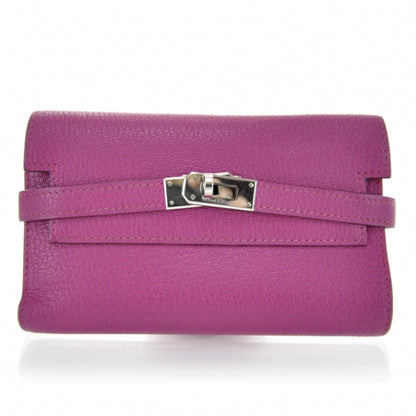 Hermes Chevre Mysore Medium Kelly Wallet Fuchsia 1 of 10