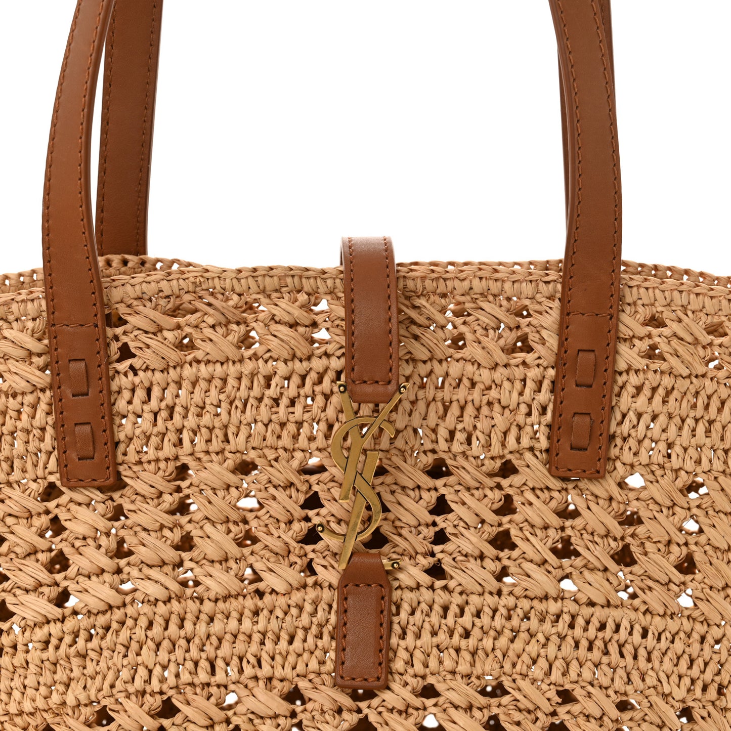 Raffia Calfskin Small Panier Tote Naturel