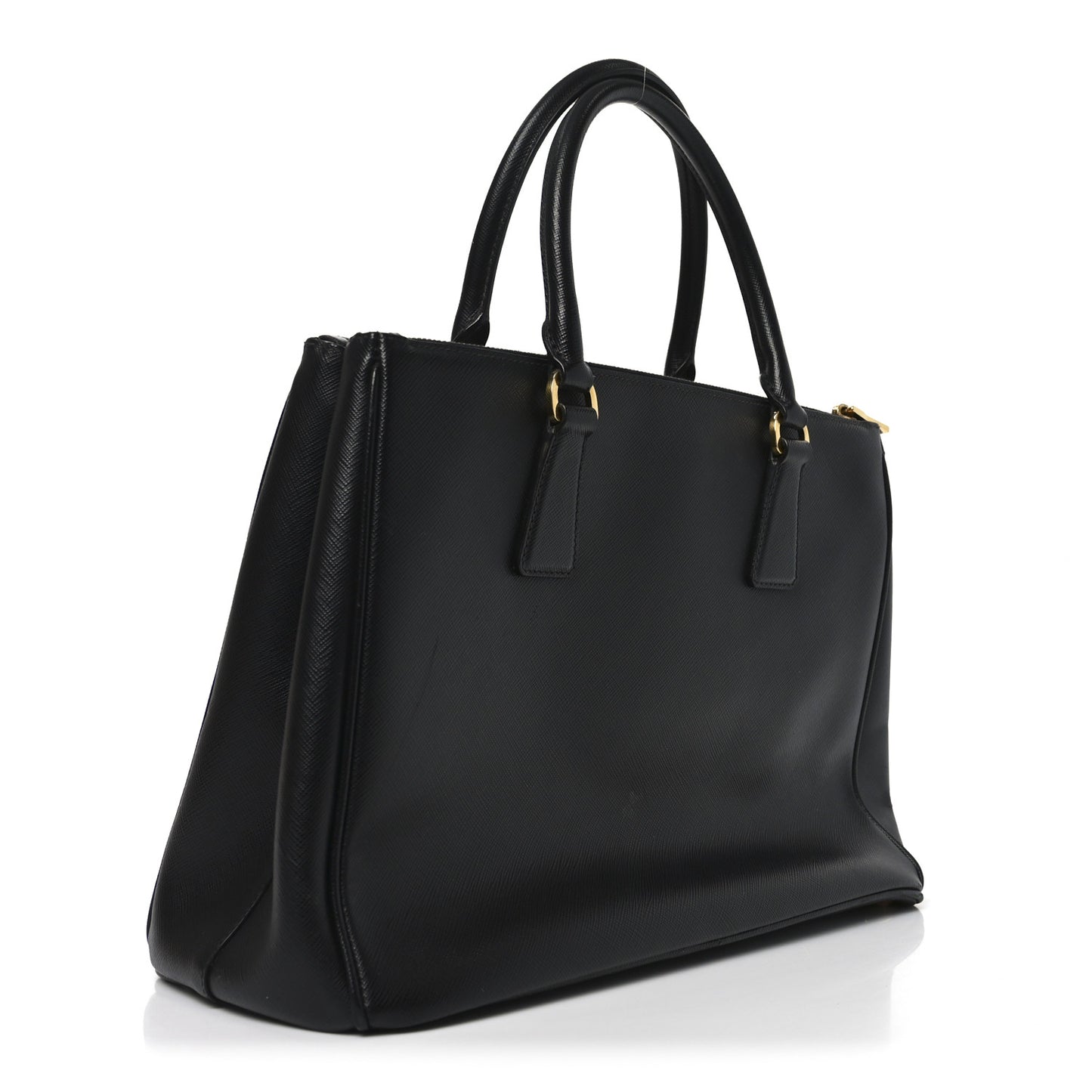 Saffiano Medium Galleria Double Zip Tote Black