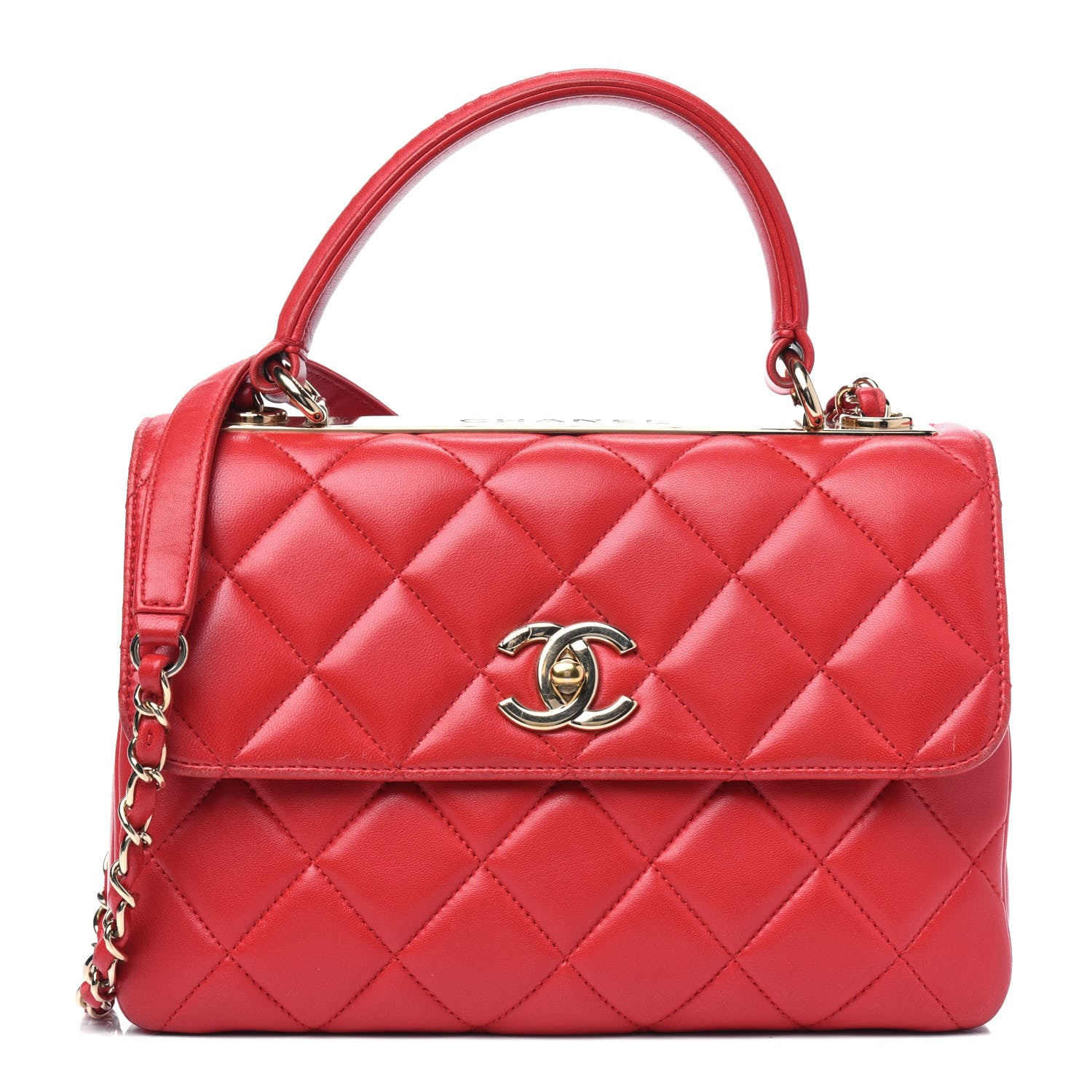 Chanel Lambskin Quilted Small Trendy CC Flap Dual Handle Bag Red 1 of 4