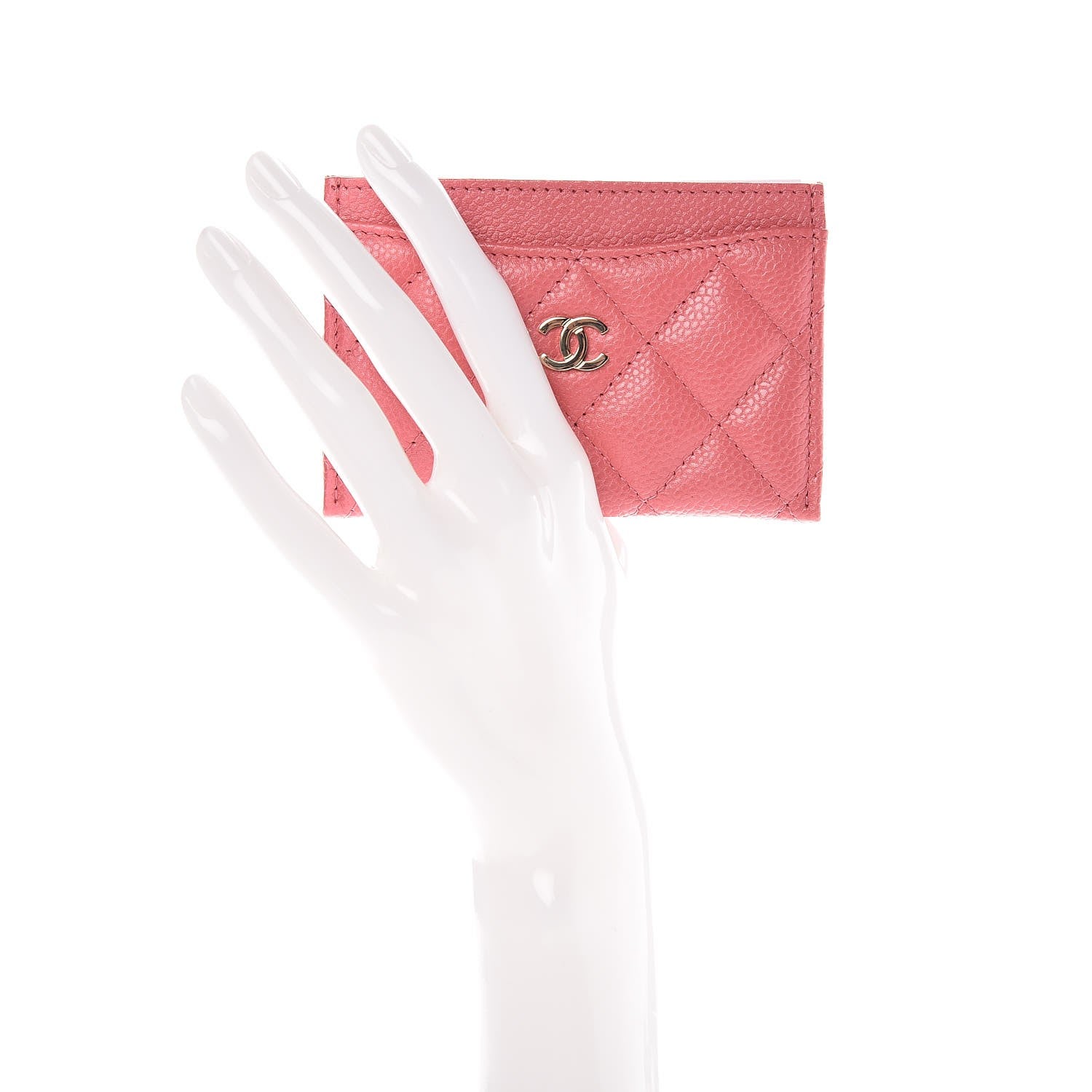 Chanel Metallic Caviar Quilted Card Holder Pink 2 of 7