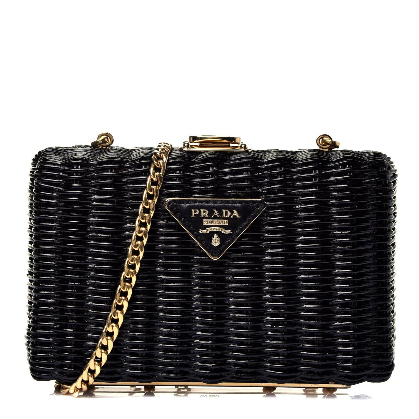 Wicker Triangle Crossbody Clutch Black Petalo