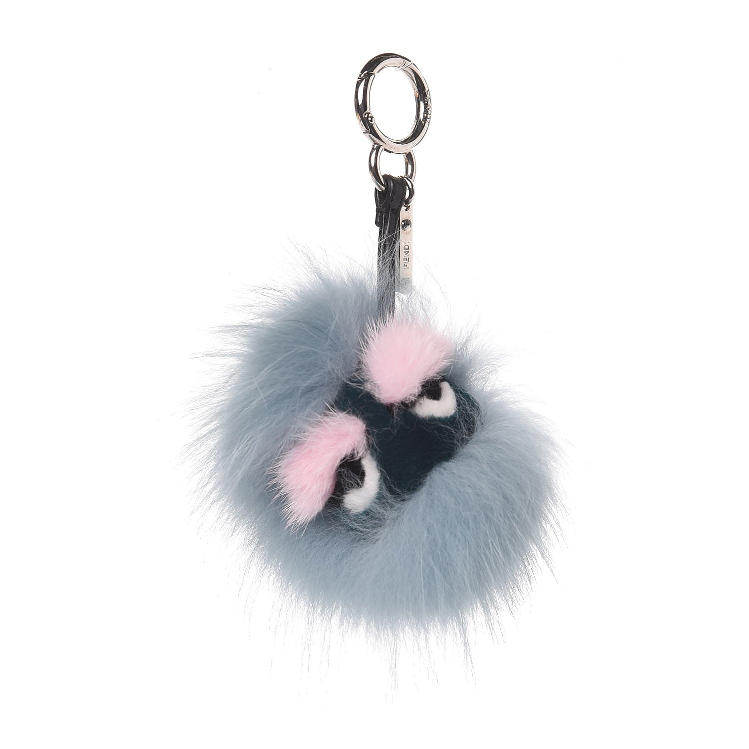 Fendi Fox Mink Rabbit Fur Vitello Flamingo Mini Monster Bag Bug Charm Lagoon Black Multicolor 1 of 3