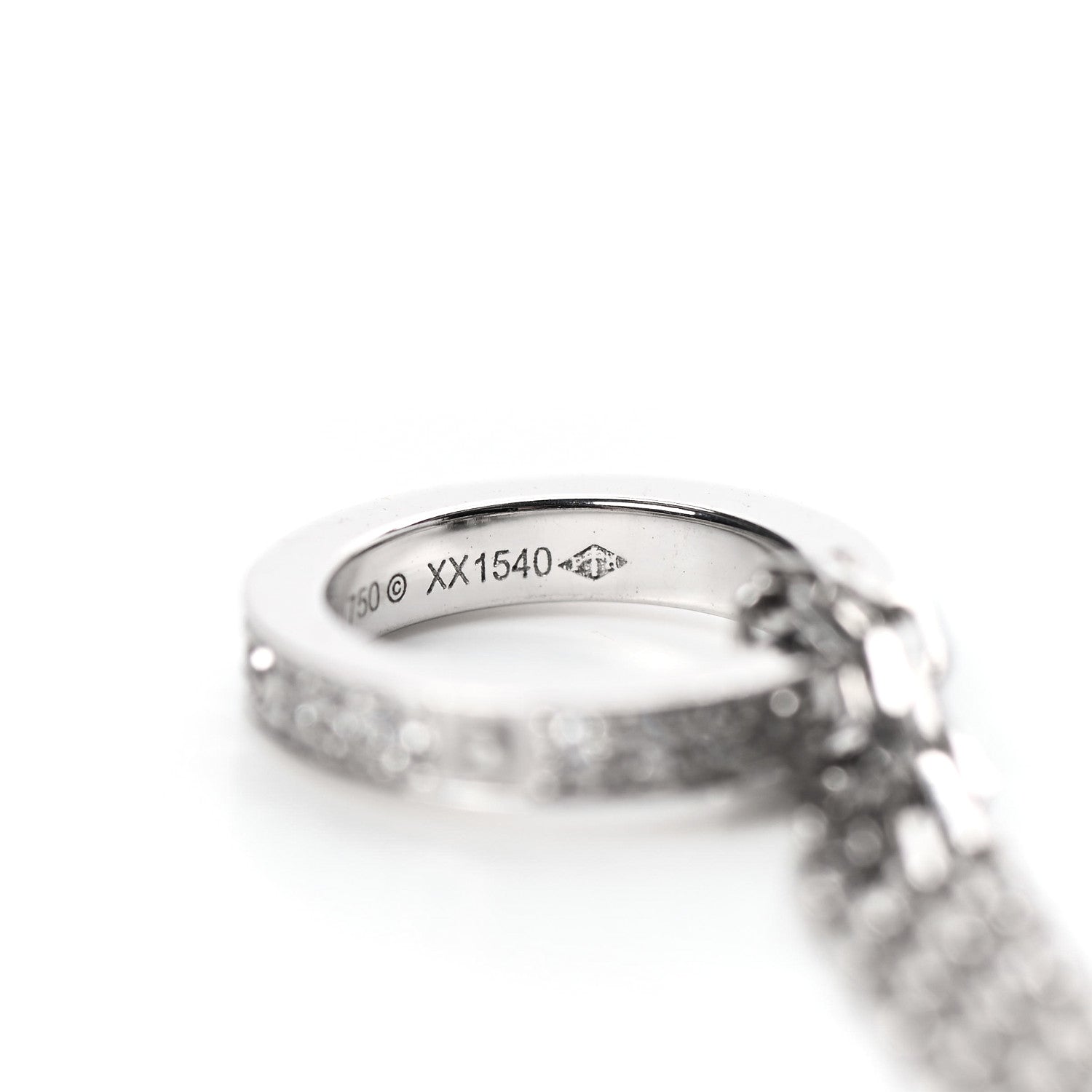 Cartier 18K White Gold Ceramic Diamond Three Ring LOVE Necklace 5 of 6