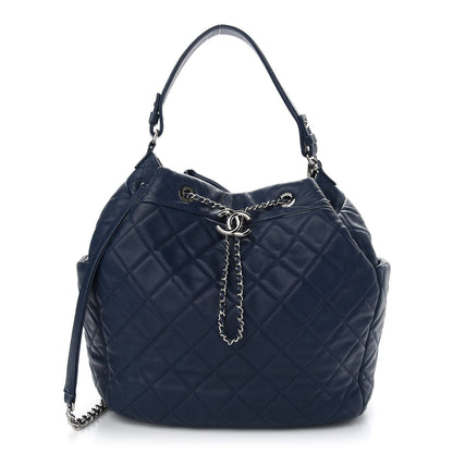 Chanel Lambskin Quilted CC Chain Drawstring Tote Blue 1 of 9