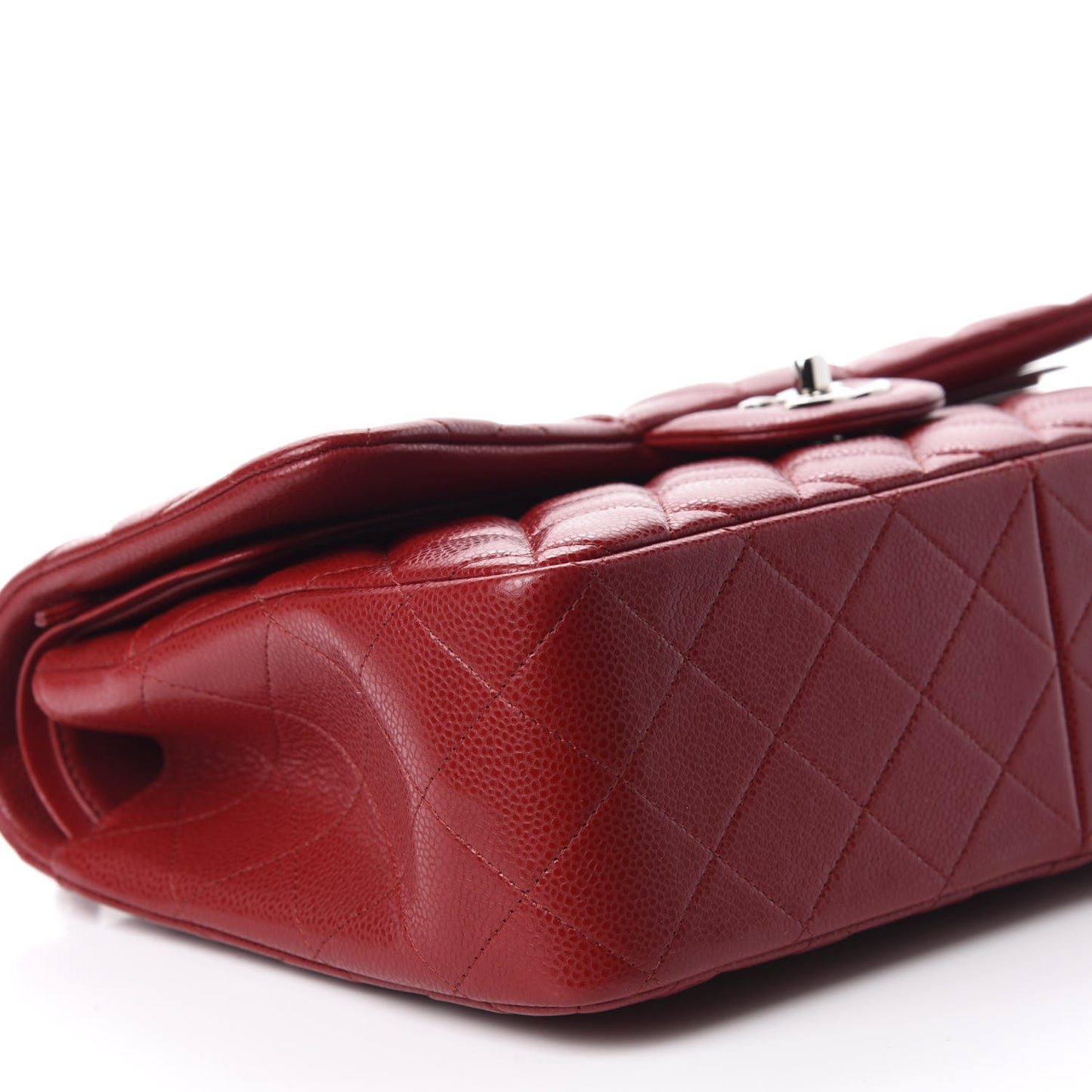 Caviar Quilted Jumbo Double Flap Red