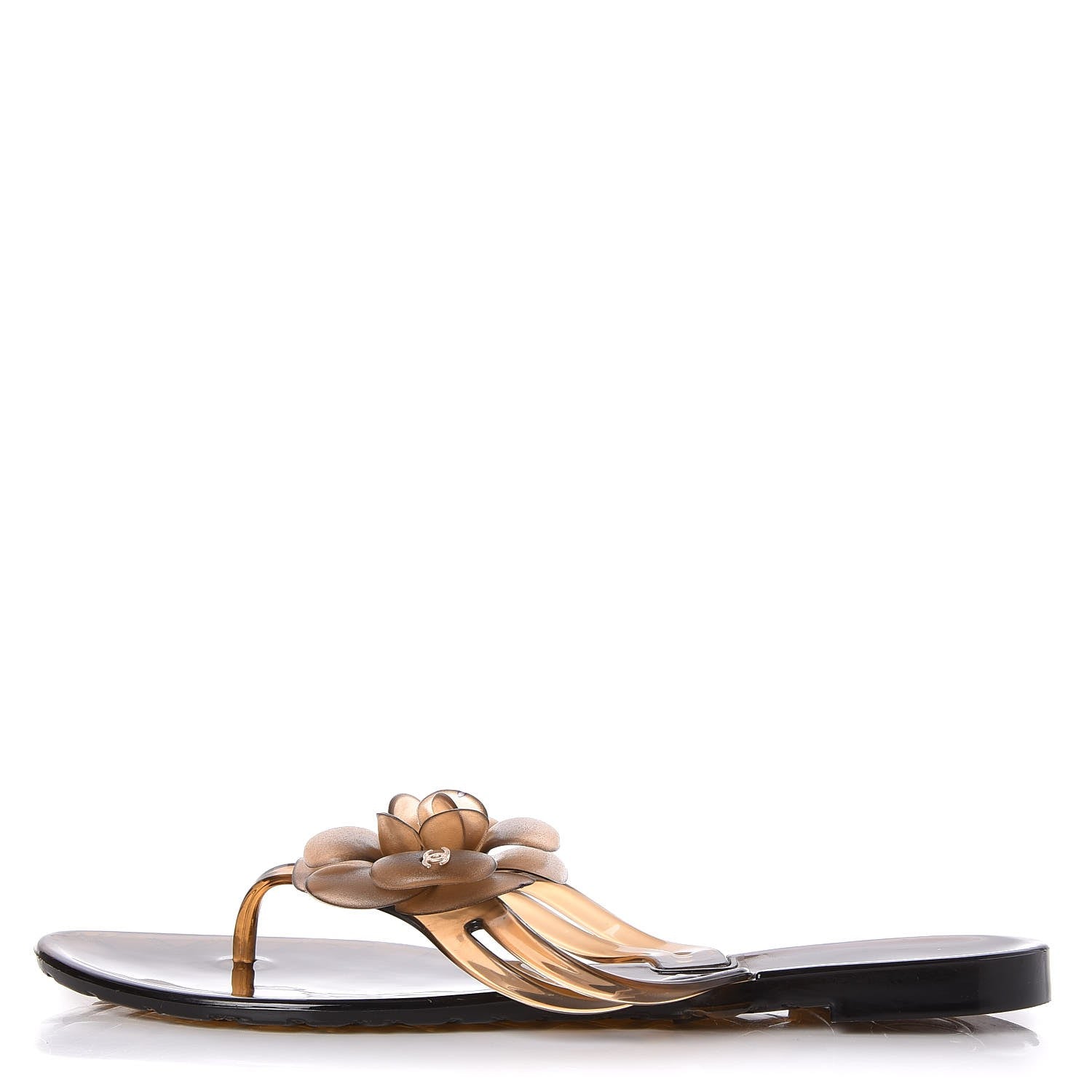 Chanel Jelly Camellia Thong Sandals 38 Brown 1 of 8
