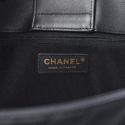Chanel Calfskin Chevron Quilted Large Shopping Tote Black 5 of 13
