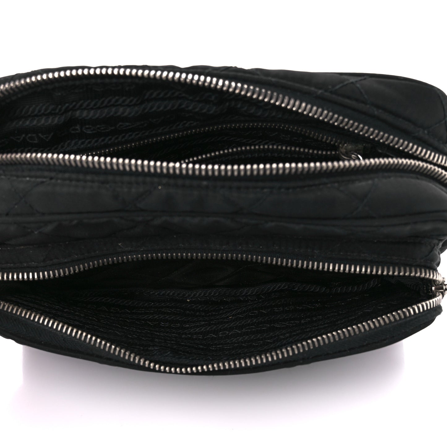 Nylon Tessuto Impuntu Quilted Crossbody Bag Black