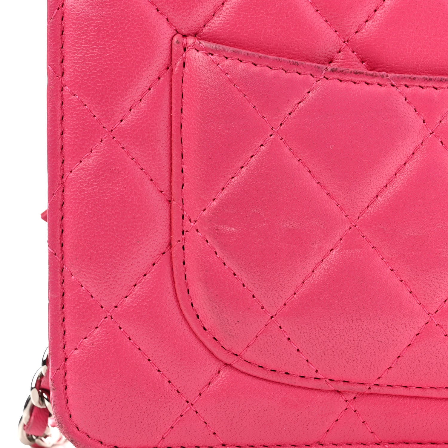 Chanel Lambskin Quilted Wallet On Chain WOC Dark Pink 17 of 21