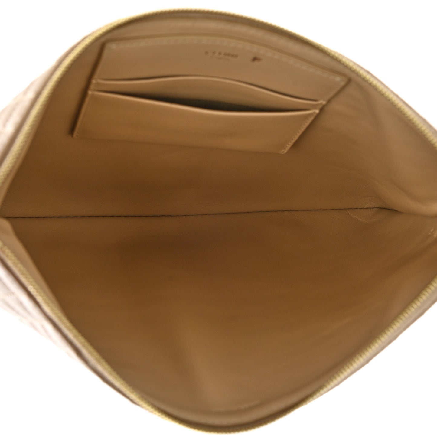 Calfskin Quilted C Charm Pouch Nude