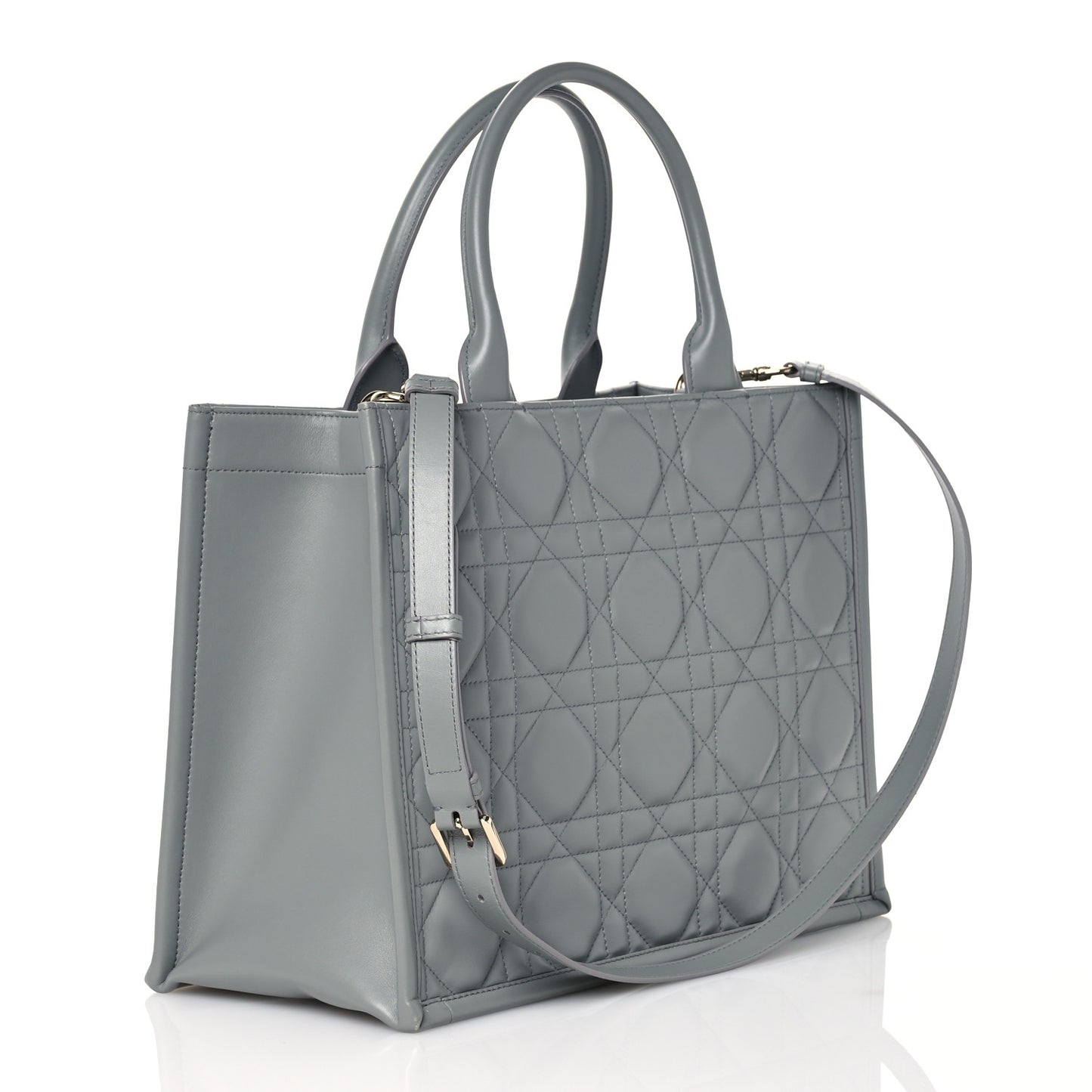 Calfskin Macrocannage Medium Book Tote Grey
