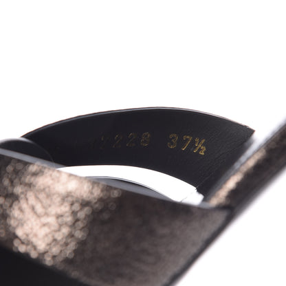 Saint Laurent Metallic Crackled Calfskin Nu Pied 05 Slide Sandals 37.5 Black Gunmetal 9 of 10