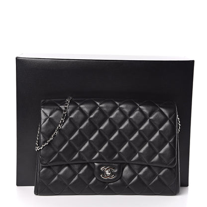 Chanel Lambskin Quilted Clutch With Chain Flap Black 14 of 14