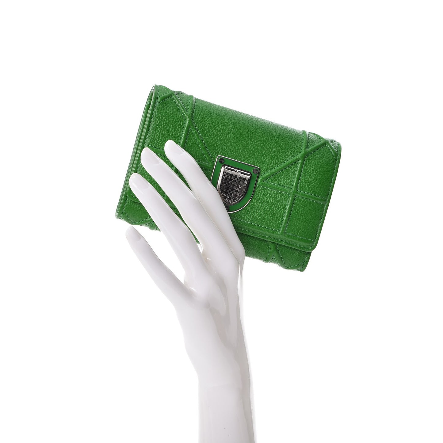 Grained Calfskin Cannage Diorama Elancee Wallet Green
