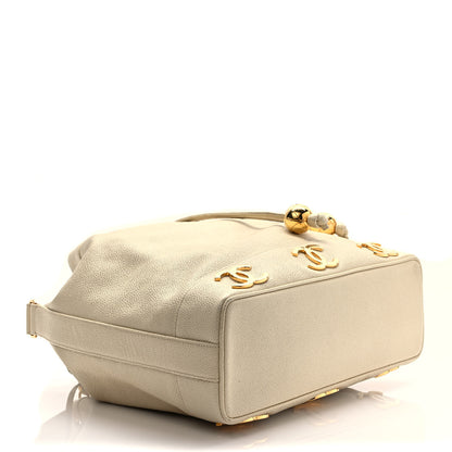 Chanel Caviar Drawstring Bucket Bag White 4 of 11