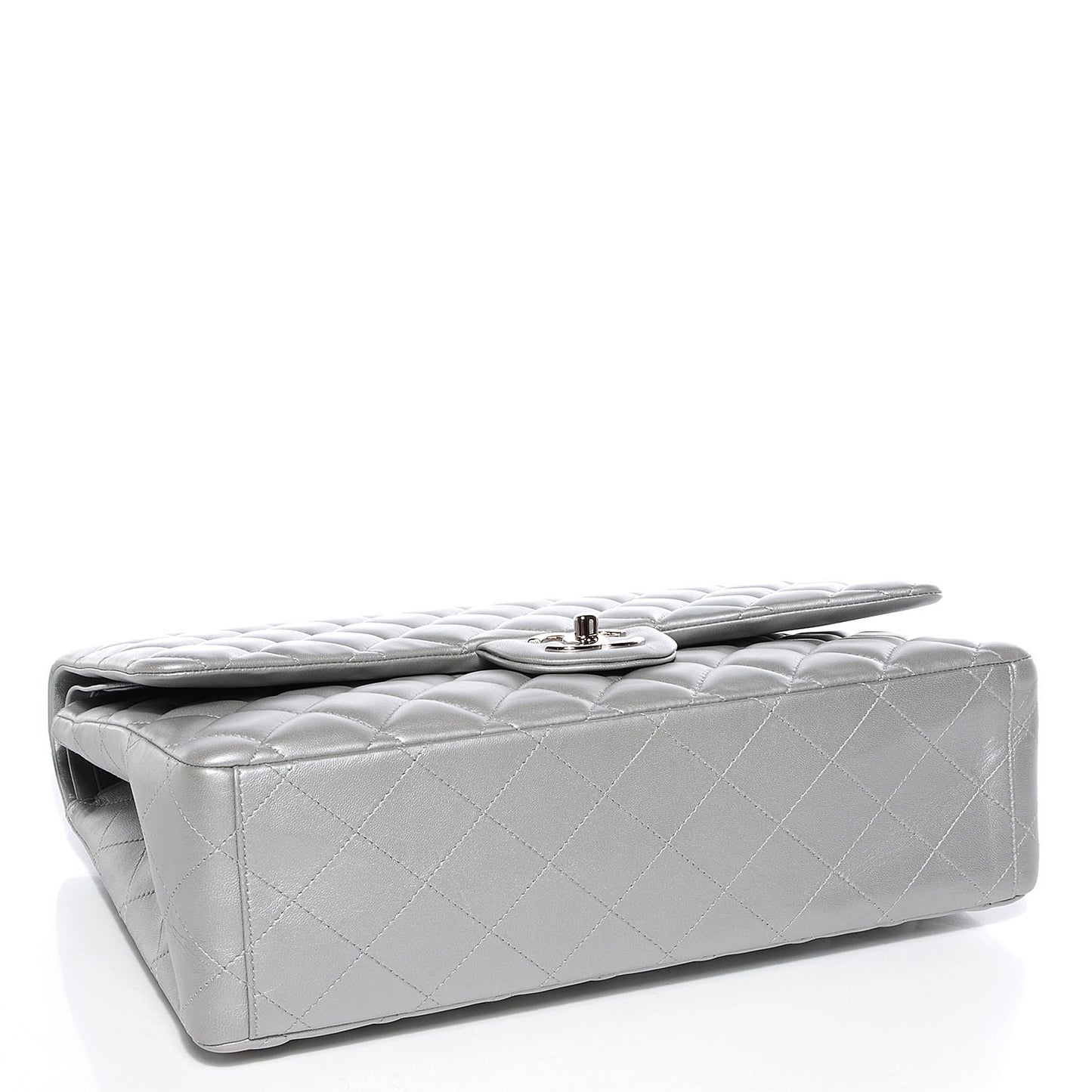 Lambskin Maxi Double Flap Silver