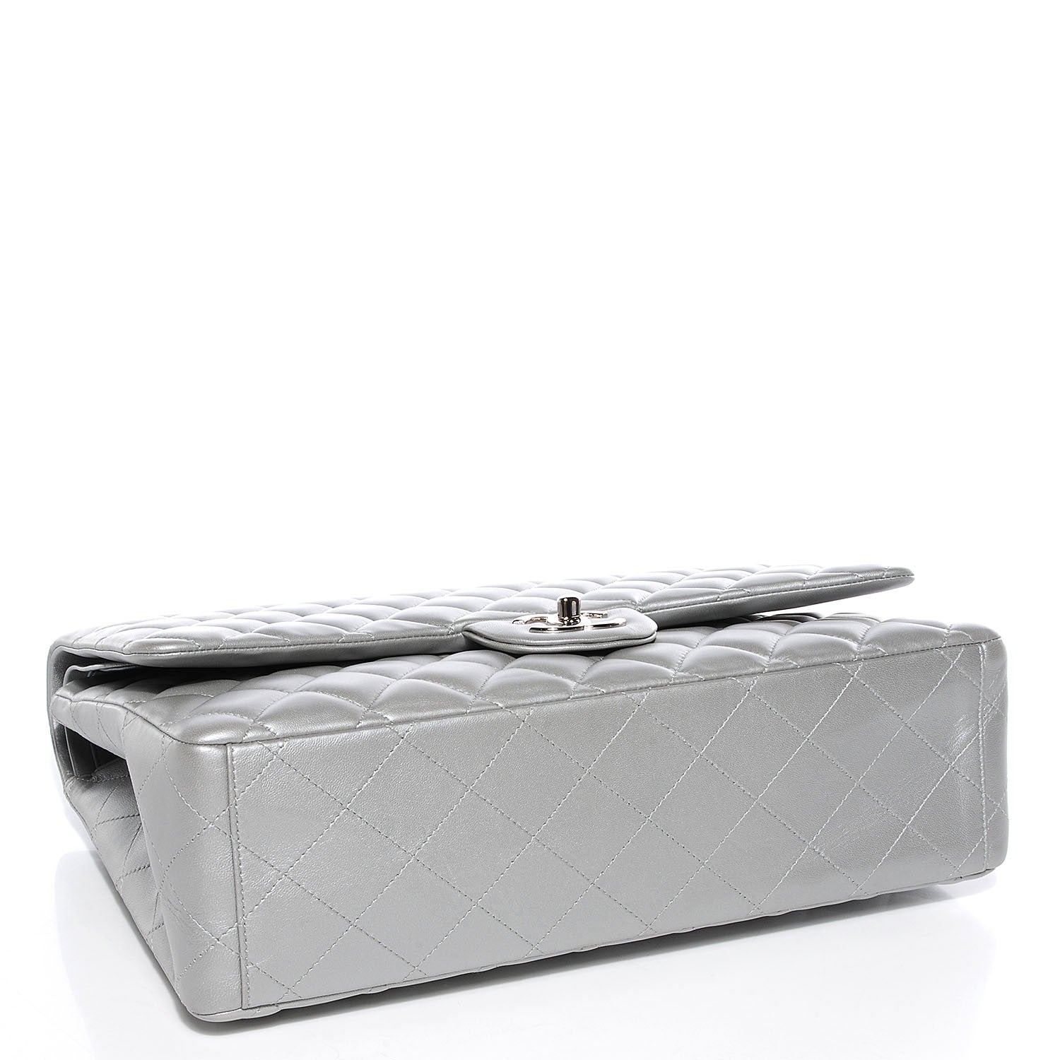 Chanel Lambskin Maxi Double Flap Silver 4 of 8
