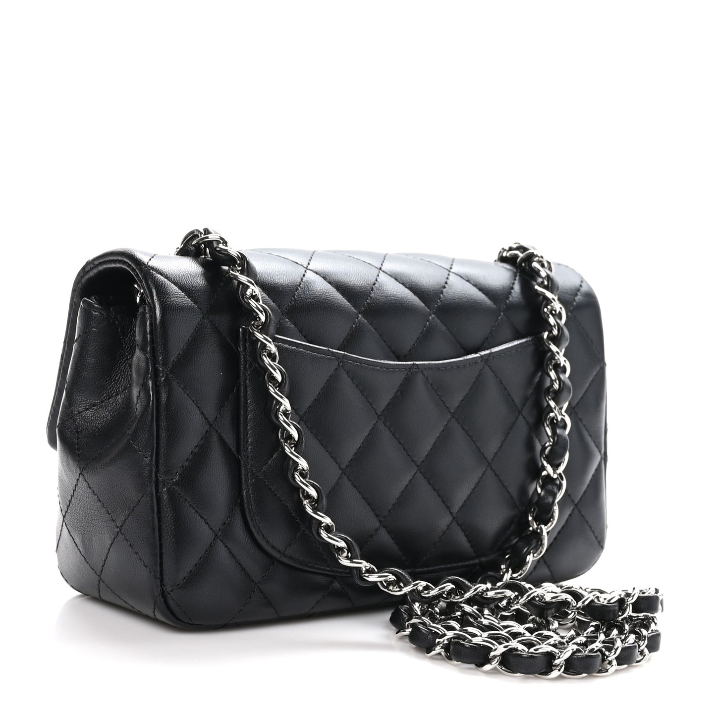 Lambskin Quilted Mini Rectangular Flap Black