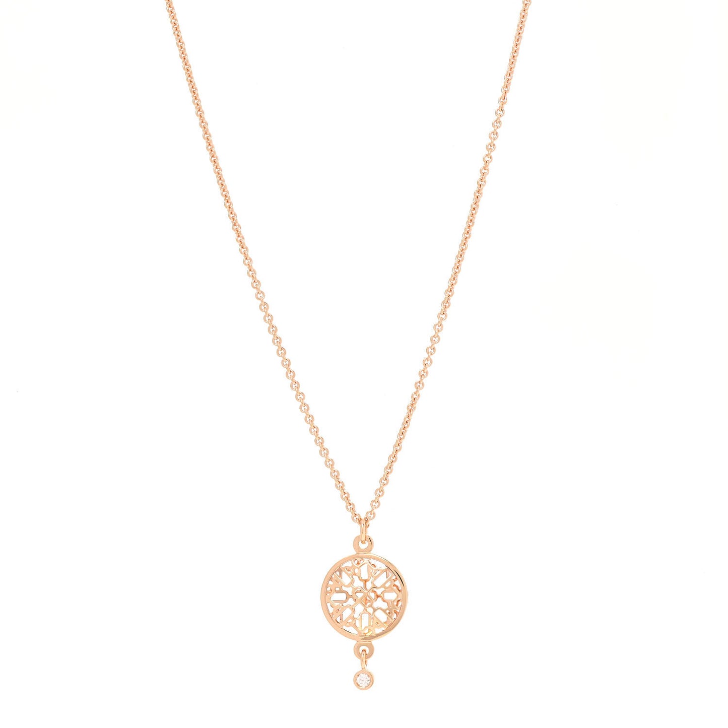 18K Rose Gold Diamond Chaine D'Ancre Passerelle Pendant Necklace