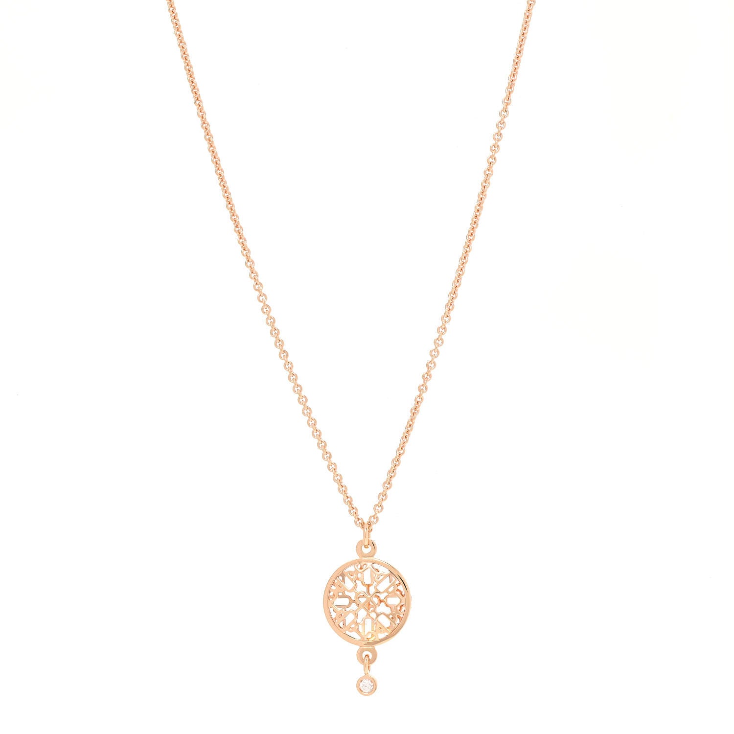 Hermes 18K Rose Gold Diamond Chaine D'Ancre Passerelle Pendant Necklace 1 of 6