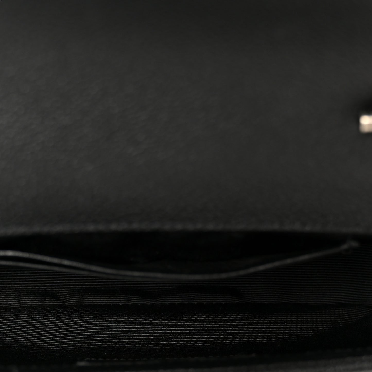 Grained Calfskin Matelasse Chevron Classic Monogram Baby Chain Bag Black
