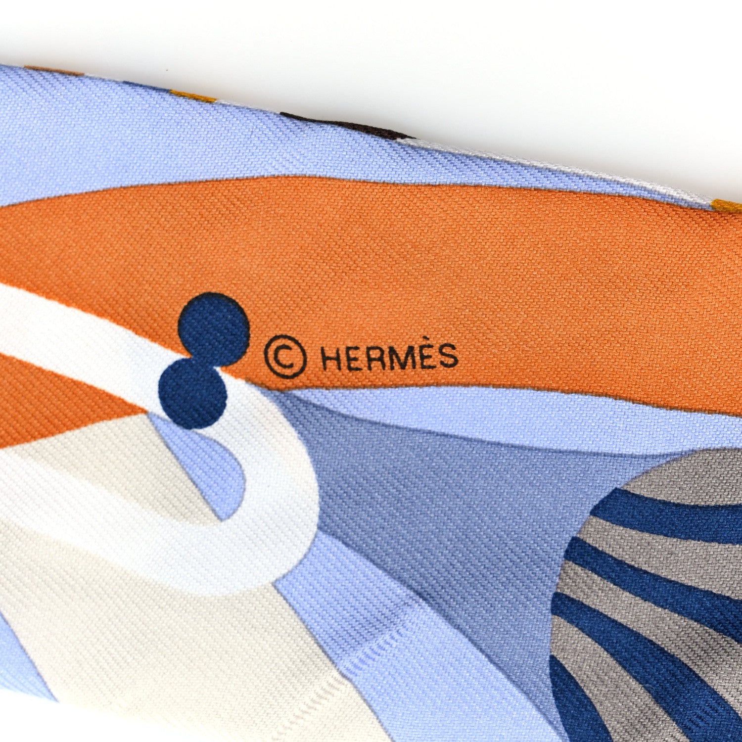 Hermes Silk Parade En Fanfare Twilly Brun Bleu Jean Vert 3 of 5