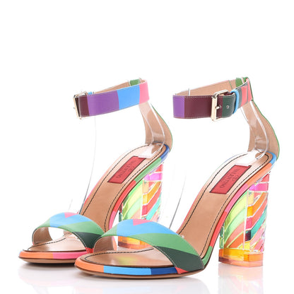 Valentino Garavani Calfskin Plexiglass 1973 Ankle Strap High Heel Sandals 38 Multicolor 3 of 8
