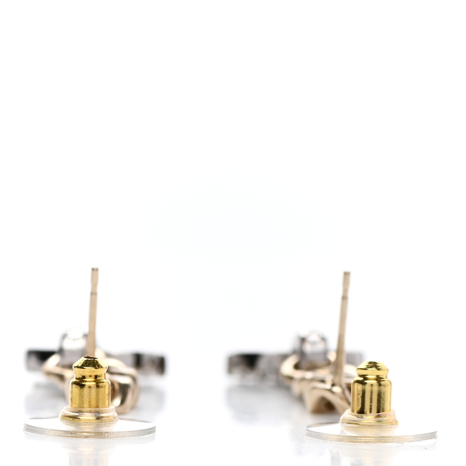 Chanel Metal Crystal CC Chain Drop Earrings Gold 3 of 4