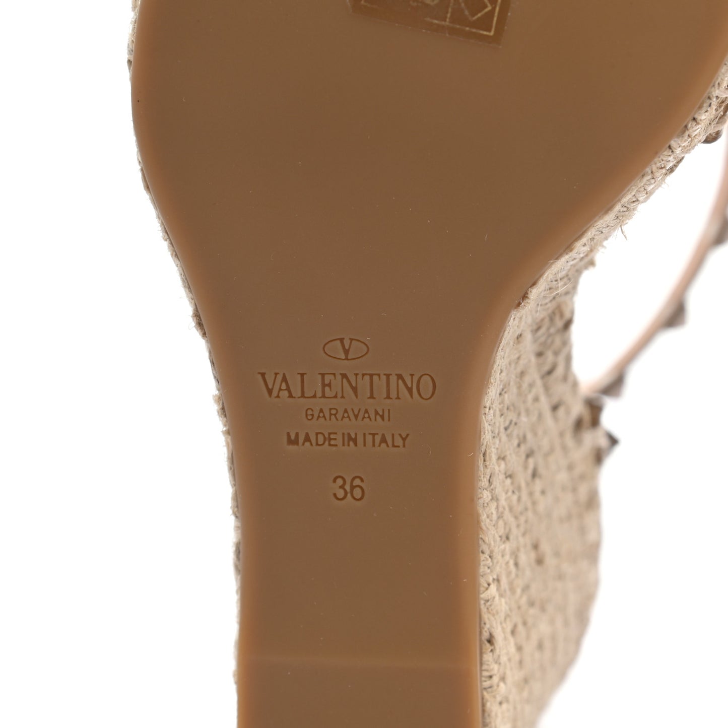 Metallic Pebbled Calfskin Rockstud Ankle Strap Espadrille 15/105mm Wedge Sandals 36 Skin Natural